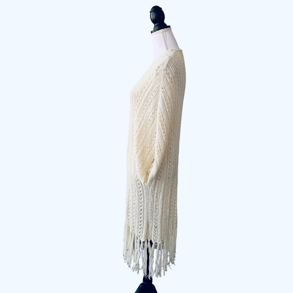 AMERICAN EAGLE CROCHET KNIT TASSEL TRIM CARDIGAN DUSTER SWEATER - Picture 11 of 12